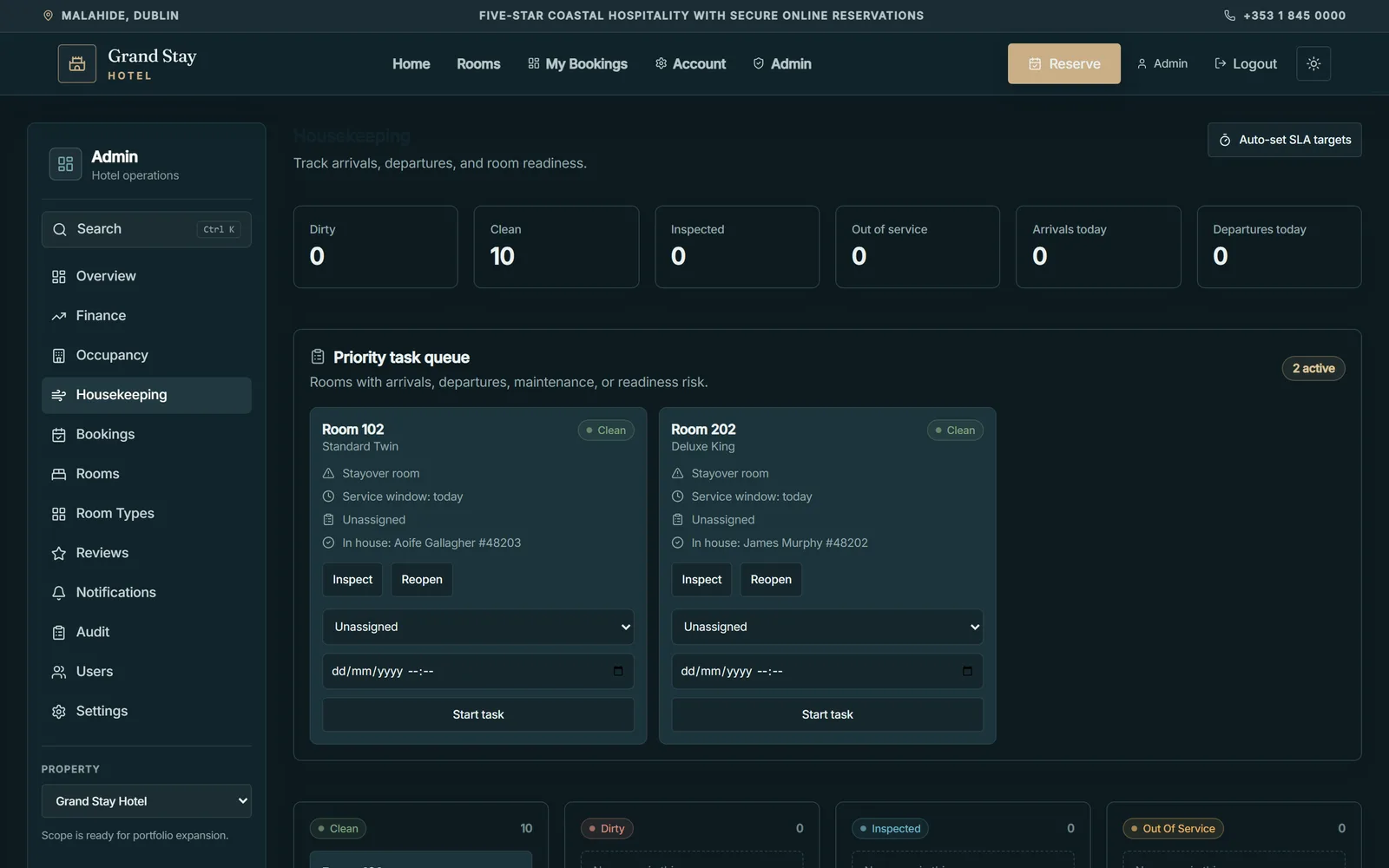 Admin — housekeeping operations